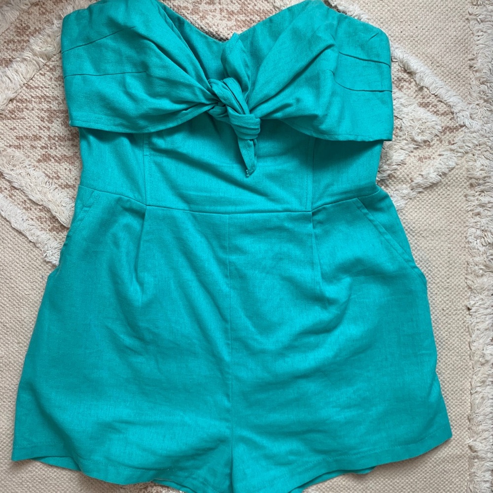Turquoise Strapless Romper